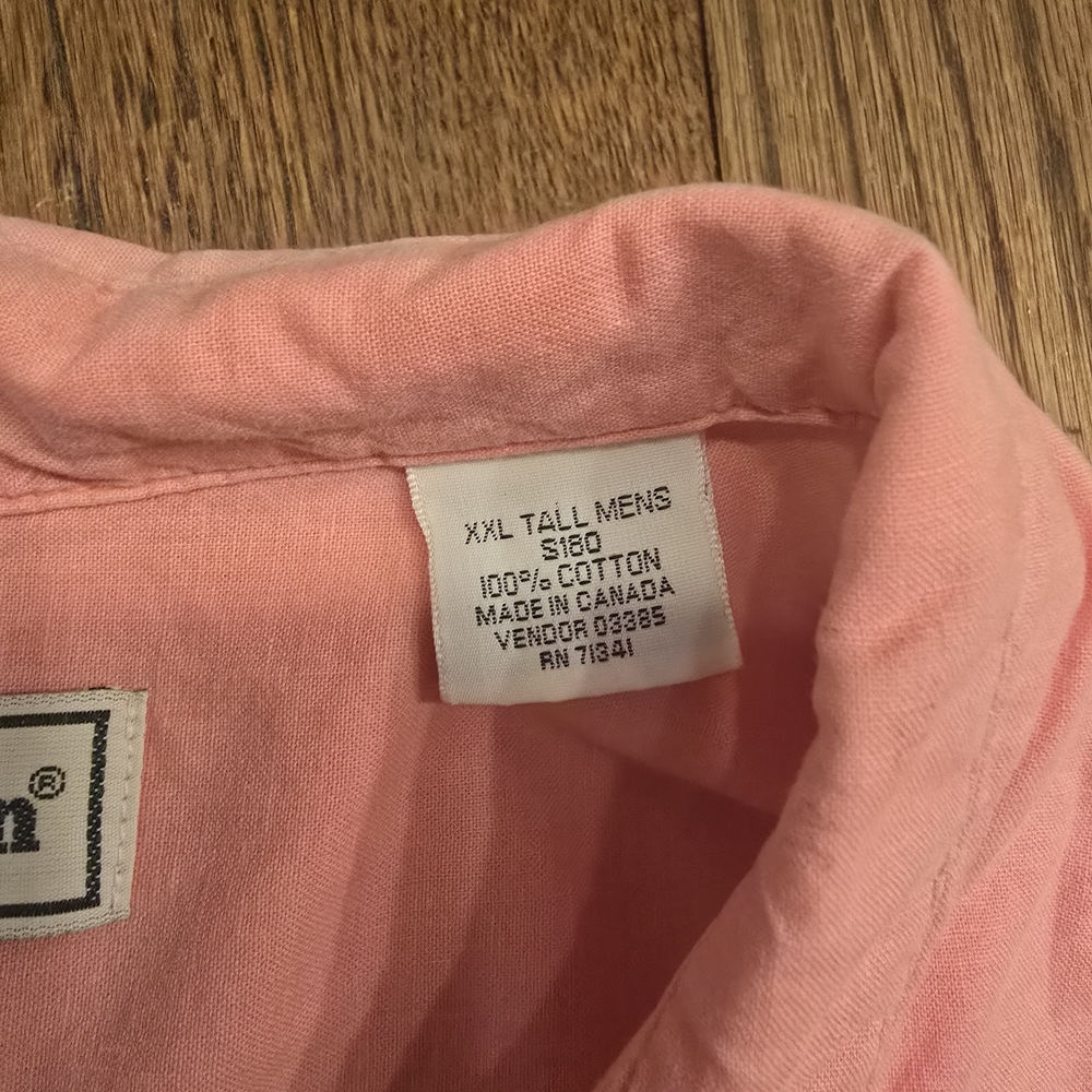 Vintage 90s L.L. Bean Coral Pink Button Up Shirt XXL Tall USA Cotton - Picture 4 of 6